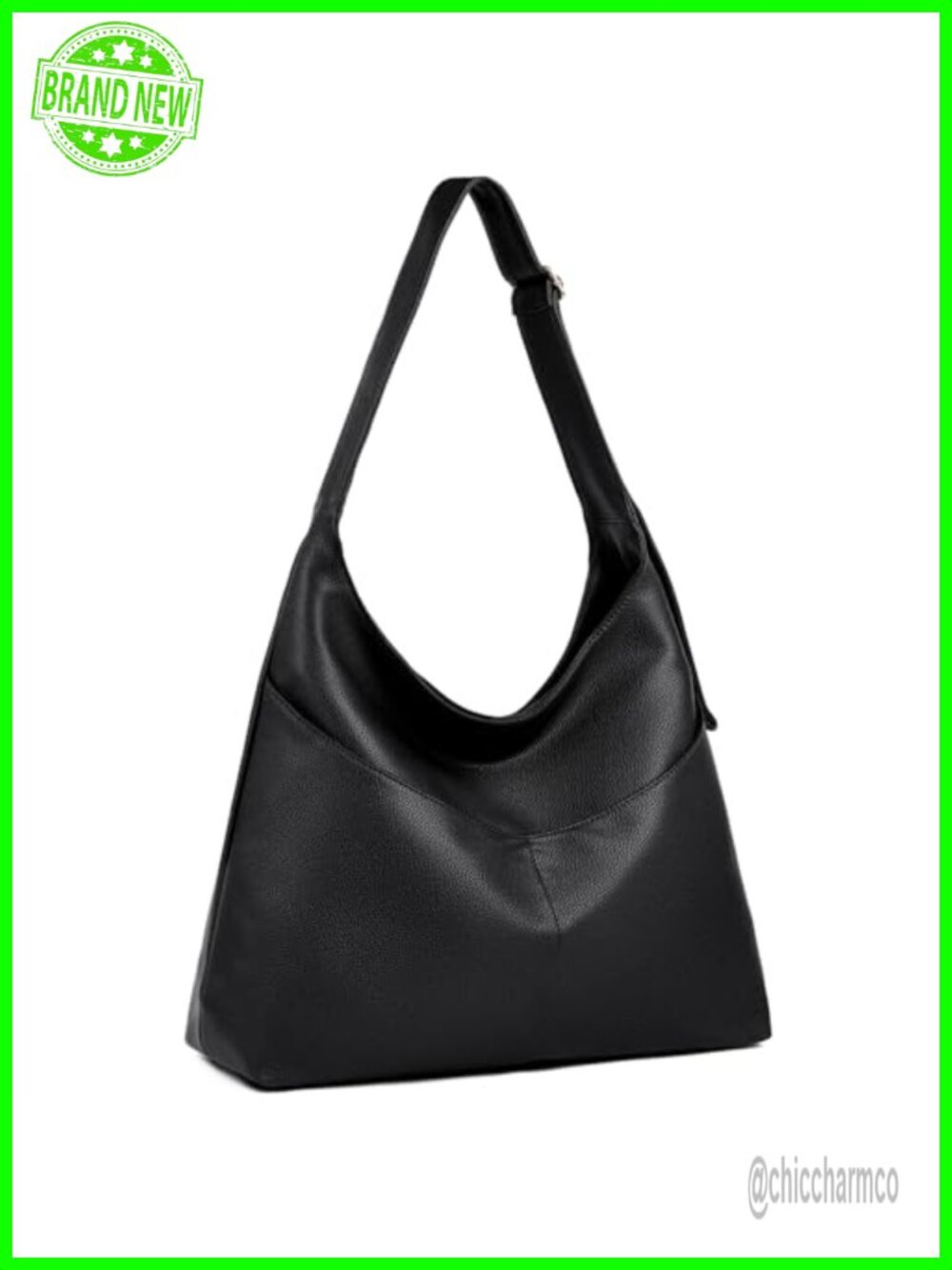 Large Slouchy Vegan Leather Hobo Shoulder Bag with Zipper